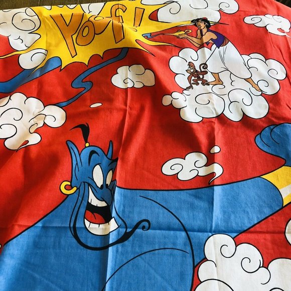 Vintage Disney’s Aladdin Twin Bed Set Comforter Pillowcase Fitted Flat Sheet - Picture 9 of 9